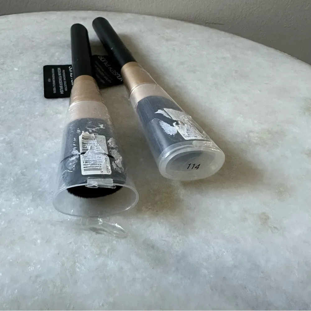 Lot of 2 Sonia Kashuk Medium Powder Brush 114 Black and Gold New Makeup Setting
